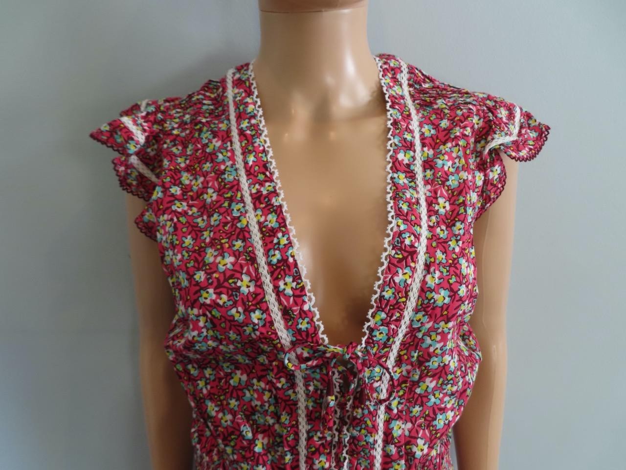 NWT Poupette St Barth Pink Paquerette Anais V Mini Dress Size L