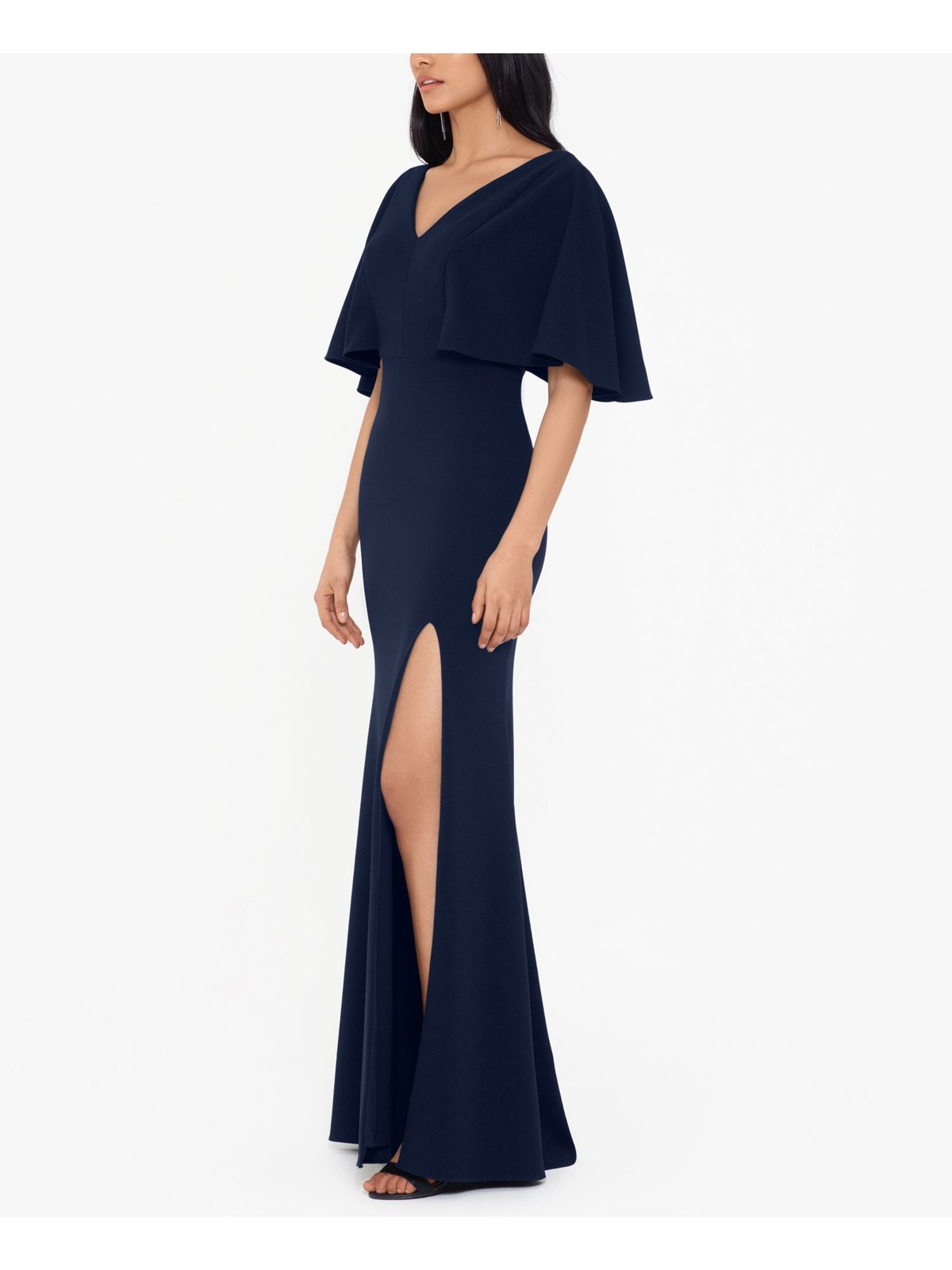 BETSY & ADAM Womens Sheath Full-Length Dress Slitted Kimono Sleeve Formal