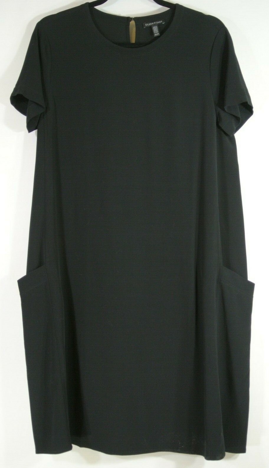 NEW Eileen Fisher Side Pocket Shift Dress in Black – Size XS #D2366