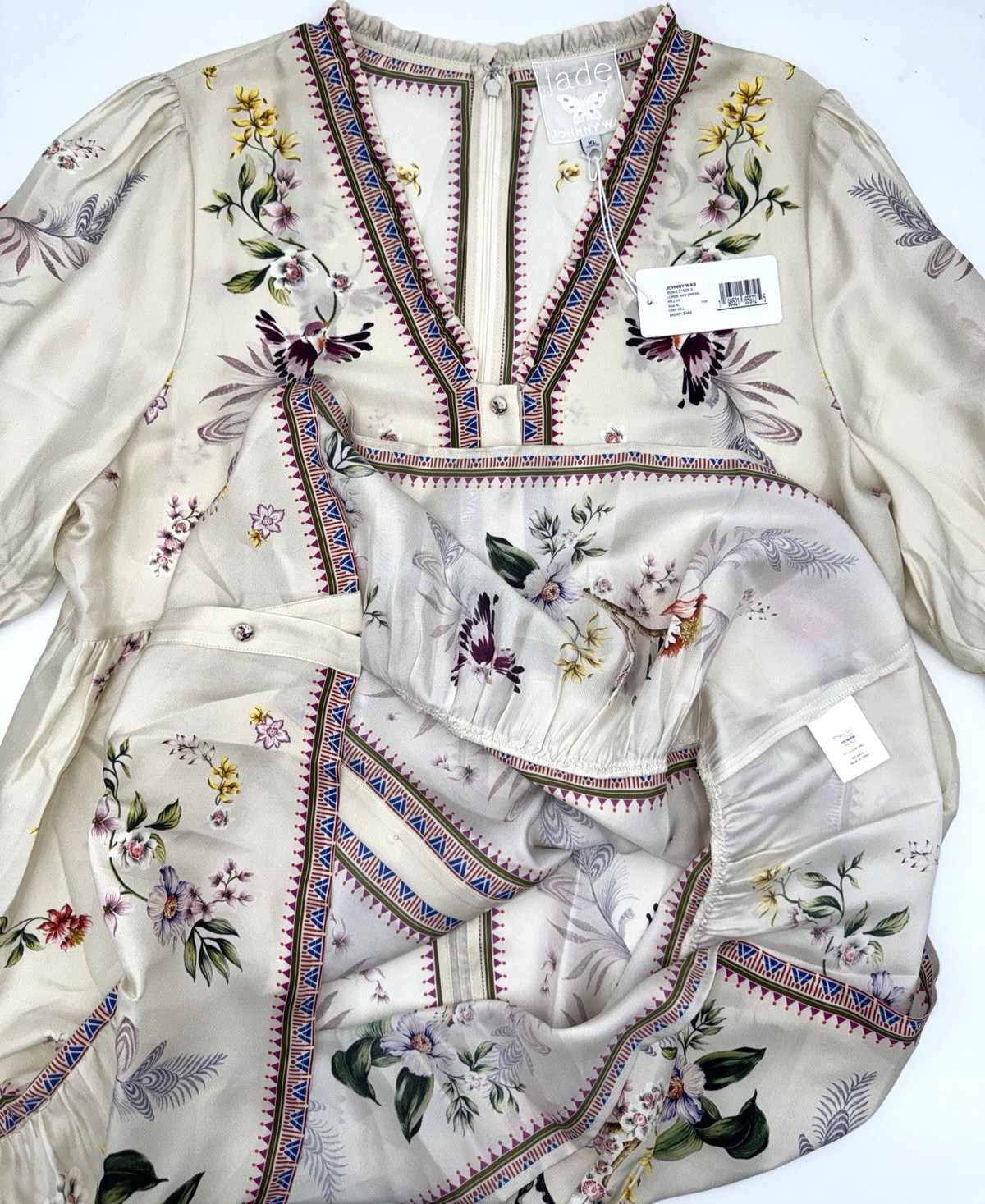 Johnny Was Silk Blend Loren Dress Willah Multi Floral White XL; NWT
