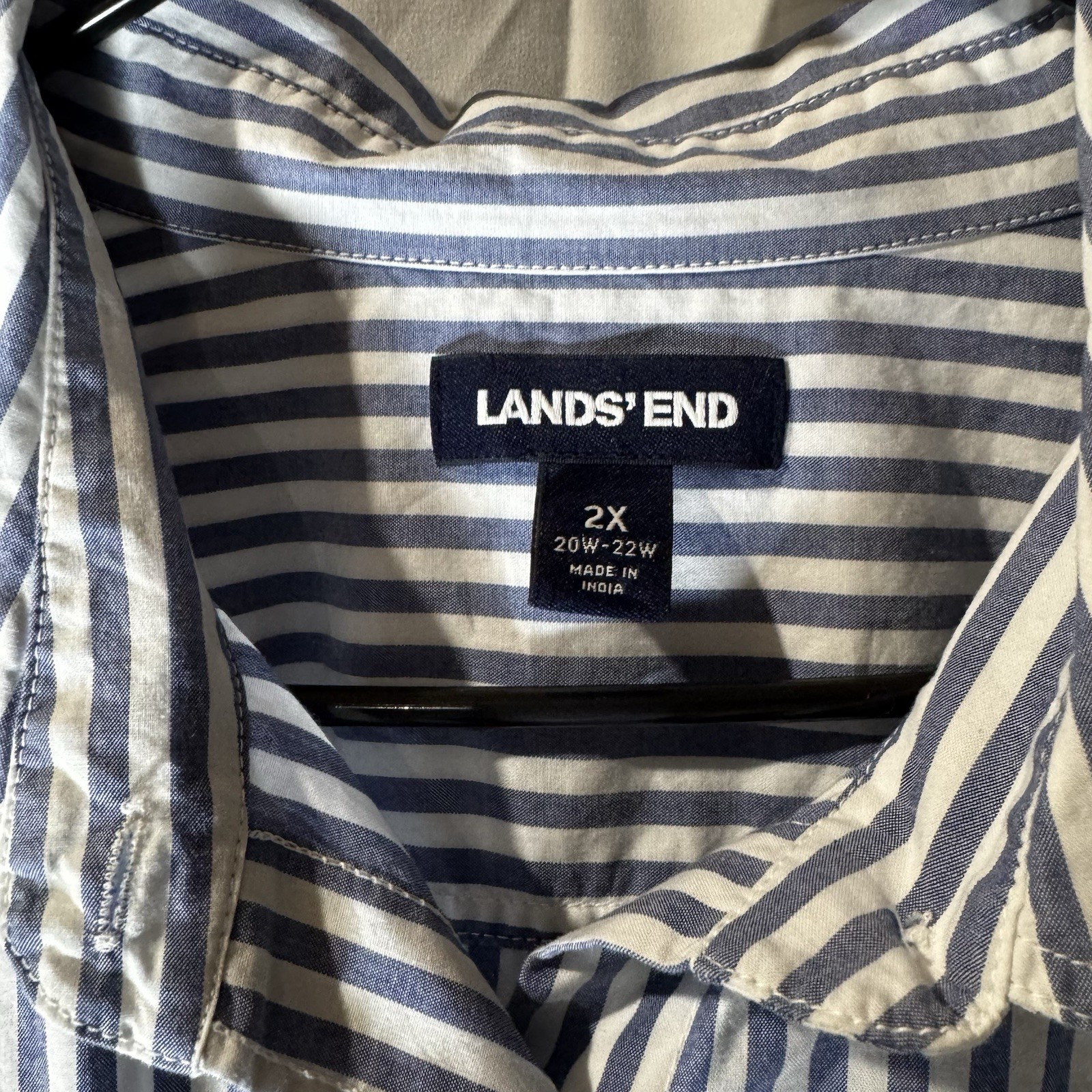 Land’s End Long Sleeve Striped Ombre Tie Dye button Down Shirt Dress 2X