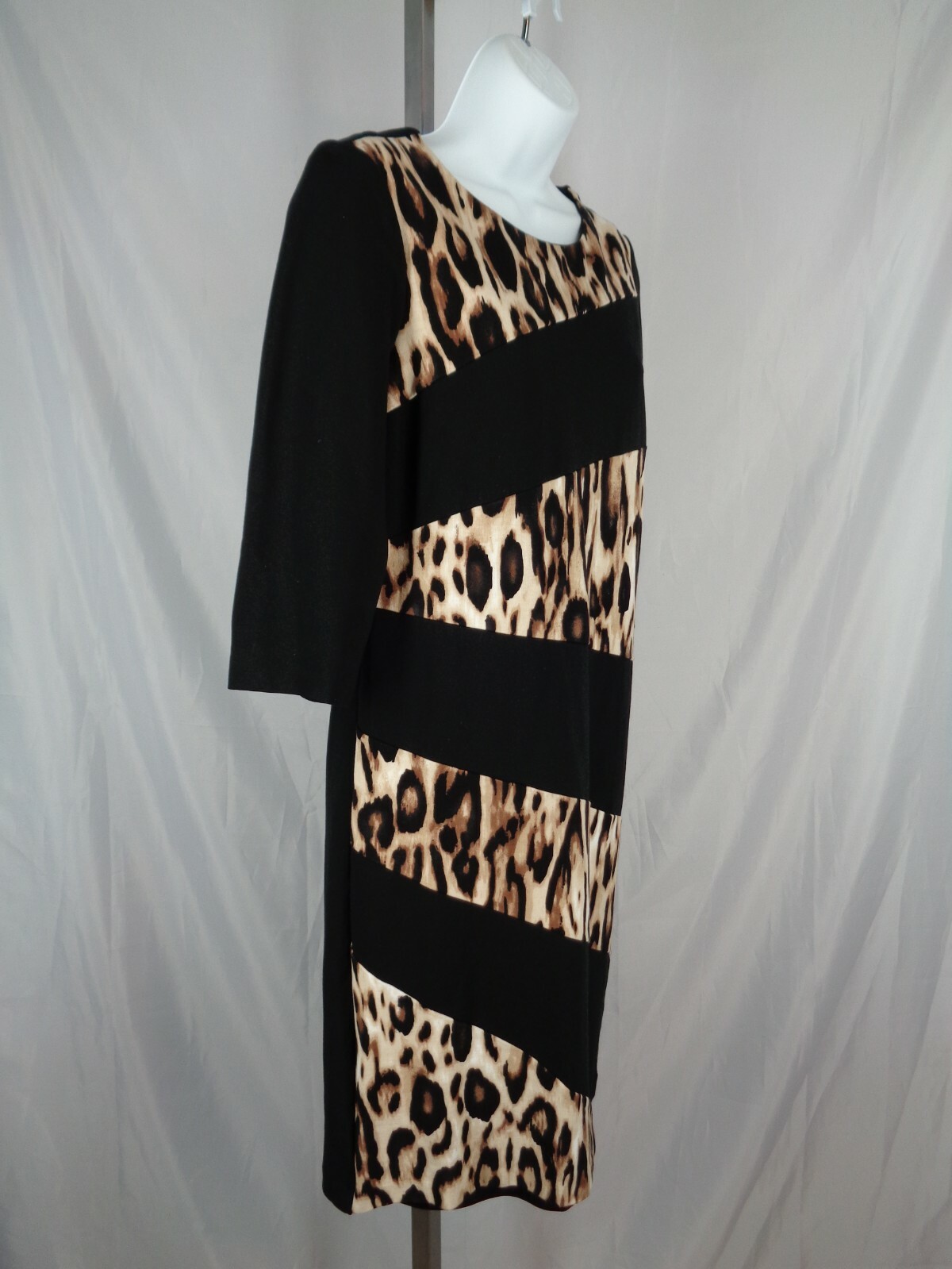 Chicos Animal Print Spliced Sheath Dress Size 1 (8) Medium