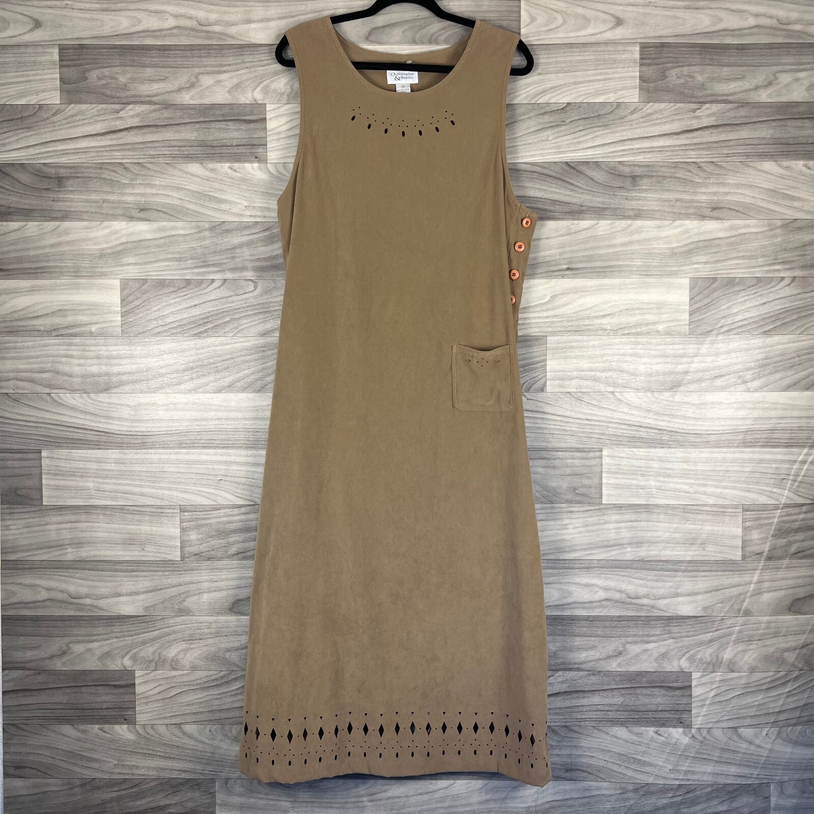 Christopher & Banks Shift Dress Womens 12 Brown Sleeveless Cutout Minimalist