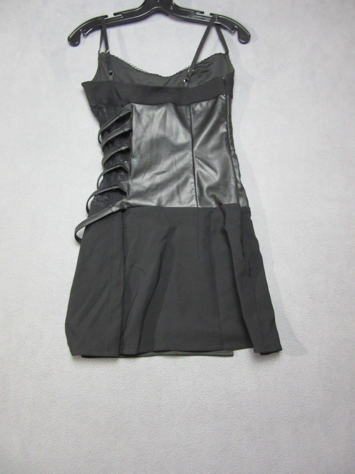 Outcast Dress Womens Medium Black Leather Castiel Mini Goth Party Alternative