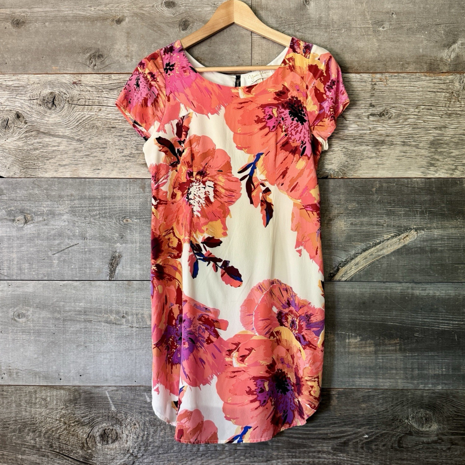 Yumi Kim Multi Color Floral Silk Dress S Short Shift Classic Summer Wedding Bold