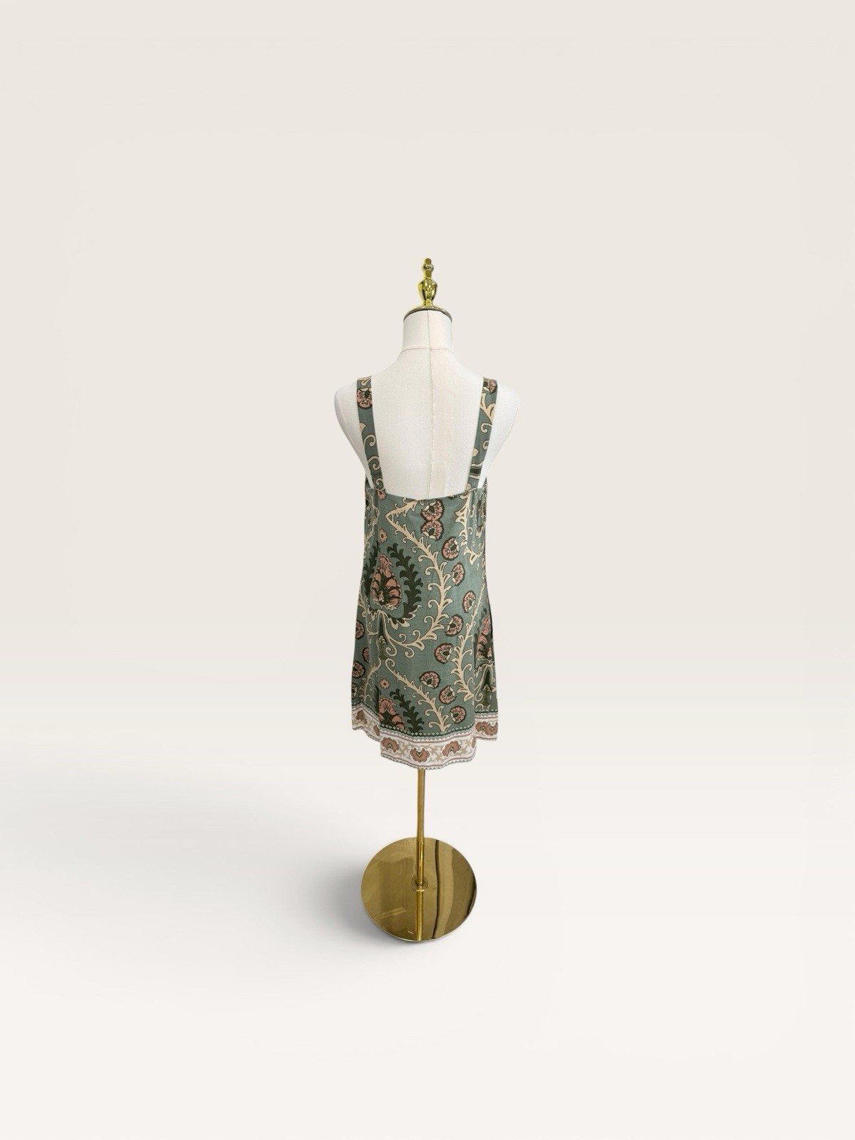 Sanctuary XS Sage Green Tapestry Pattern Sleeveless Linen Blend Shift Dress NWT