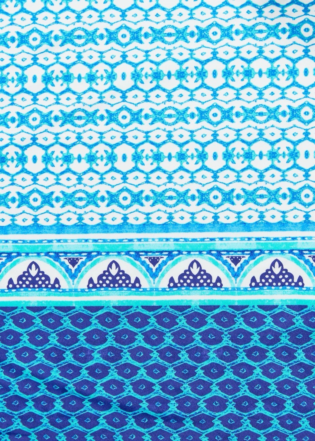NWT Cabana Life Cottage Coastal Aqua and Navy Patterned Dress Size Small