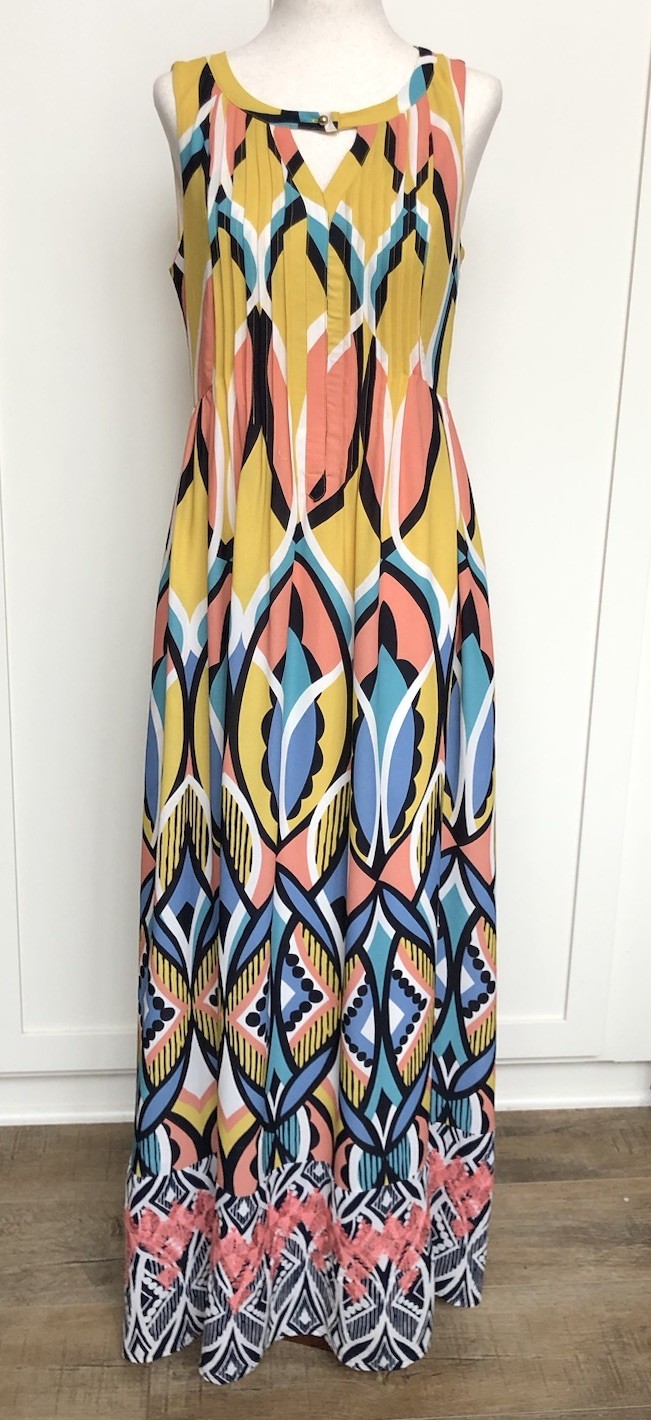 Anthropologie Floreat Dahlia Abstract Floral Embroidered Maxi Dress Sz 2
