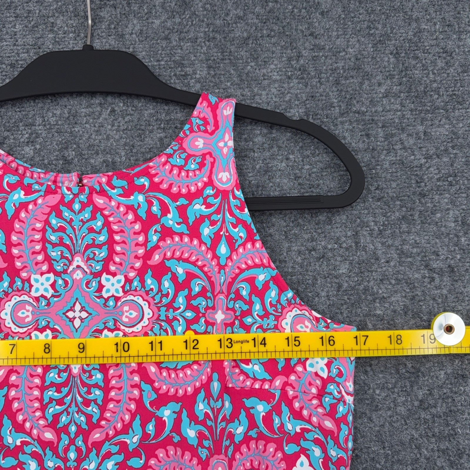Talbots Paisley Shift Dress Womens XS Nylon Spandex Pink Blue Sleeveless