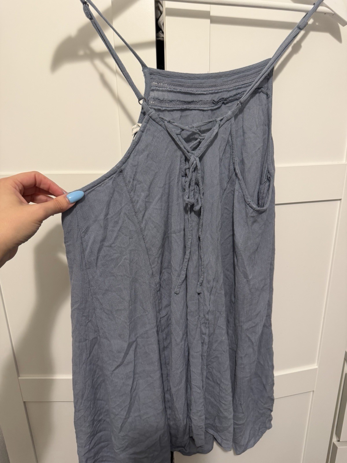 Ripcurl Size 12 ⁠Grey Blue Thin Strap Halter Cami Dress Summer Beach Sun Dress