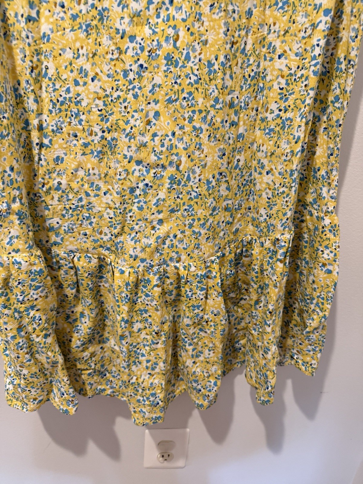 Gerard Darel Yellow Floral Cottagecore Prairie Dress Sz 44 US 12 Women’s