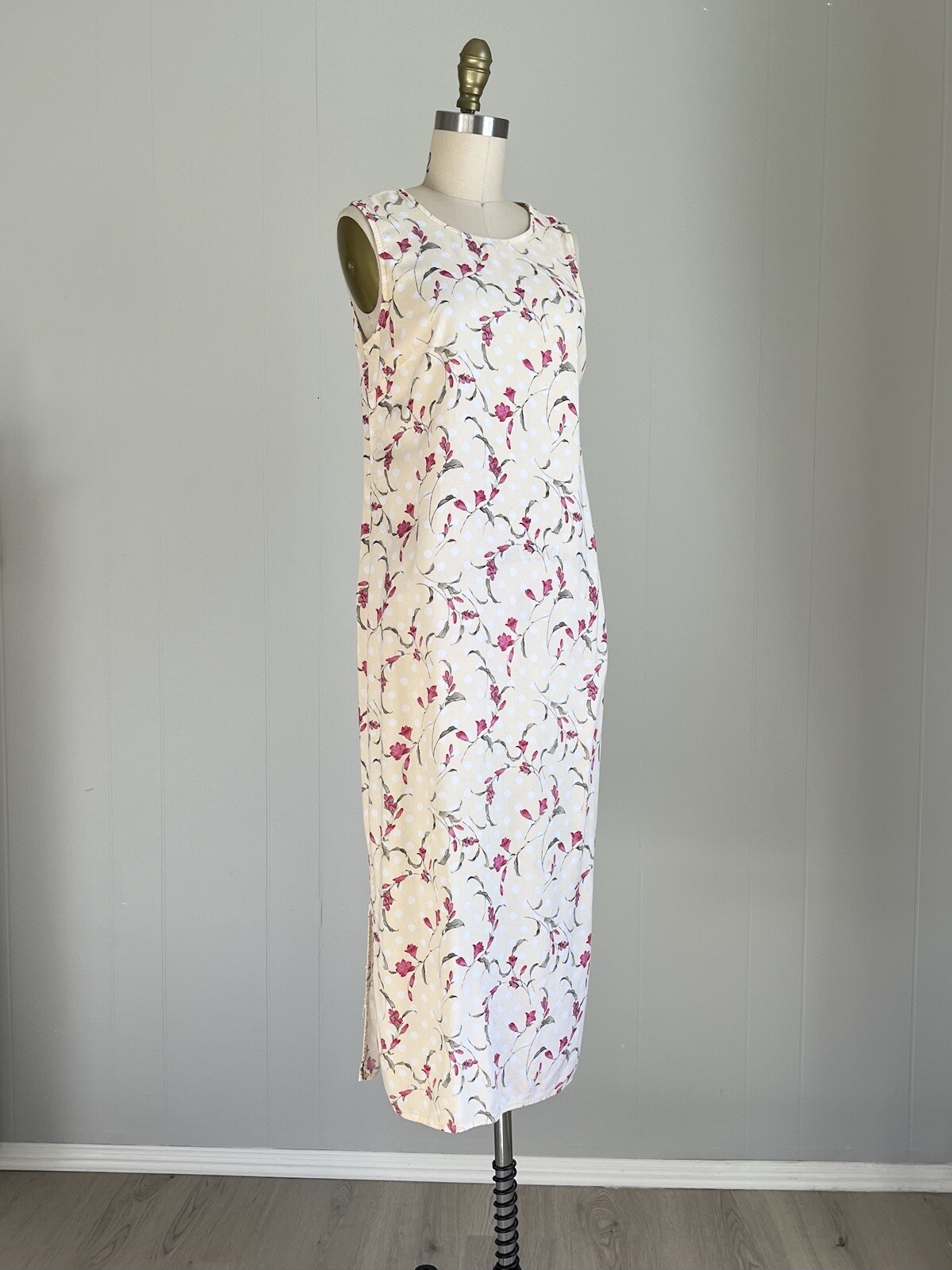 1990s Y2K Style Yellow Floral Midi Dress Medium Cottagecore Grunge Fairy Scoop
