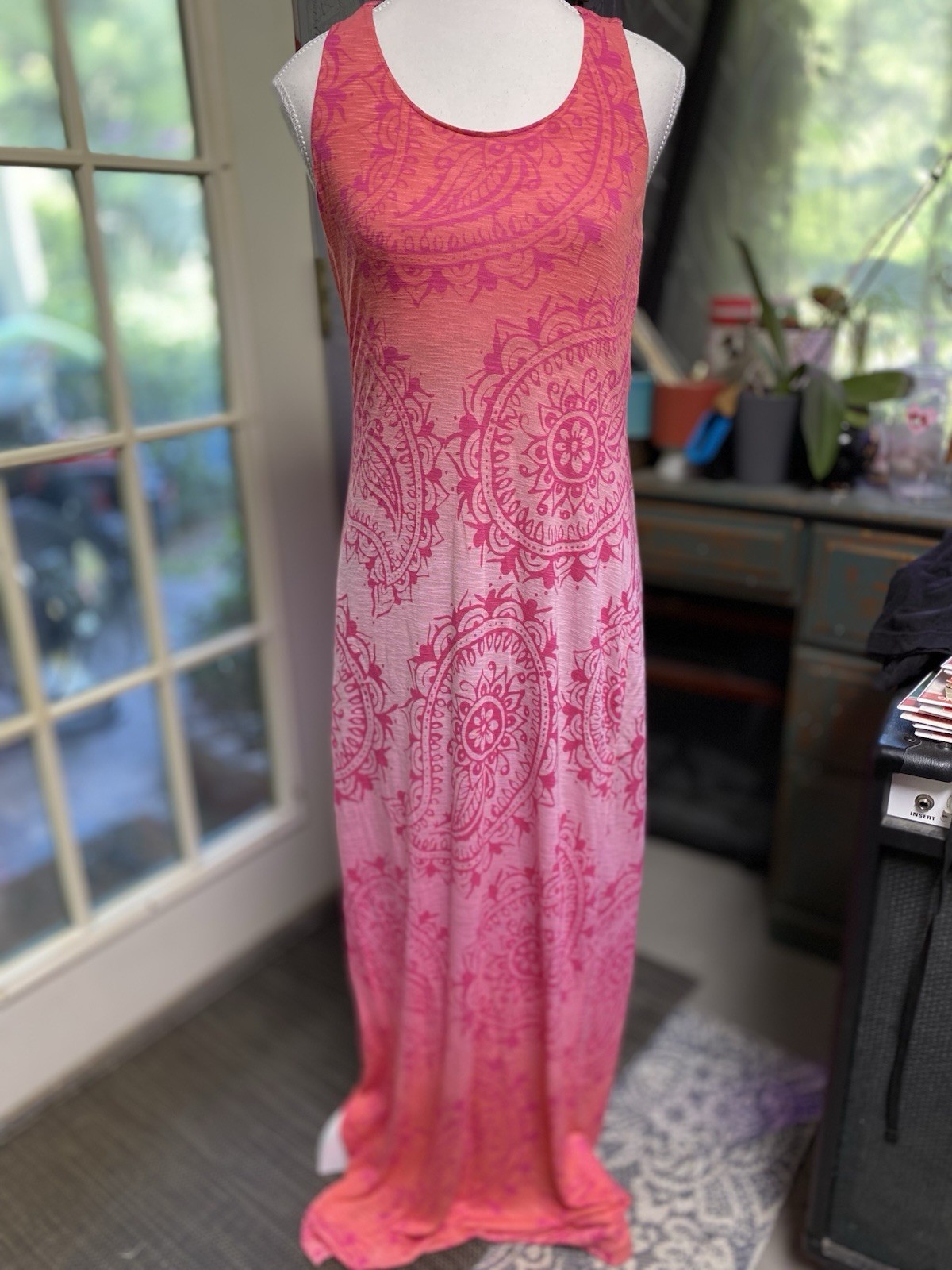 Tommy Bahama Long Pink Maxi Dress Mandala Print Lined Women’s Size Medium (w)