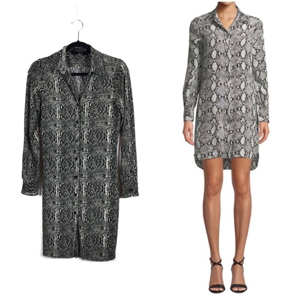 Norma Kamali Snakeskin Button Front Shirt Dress Size Medium