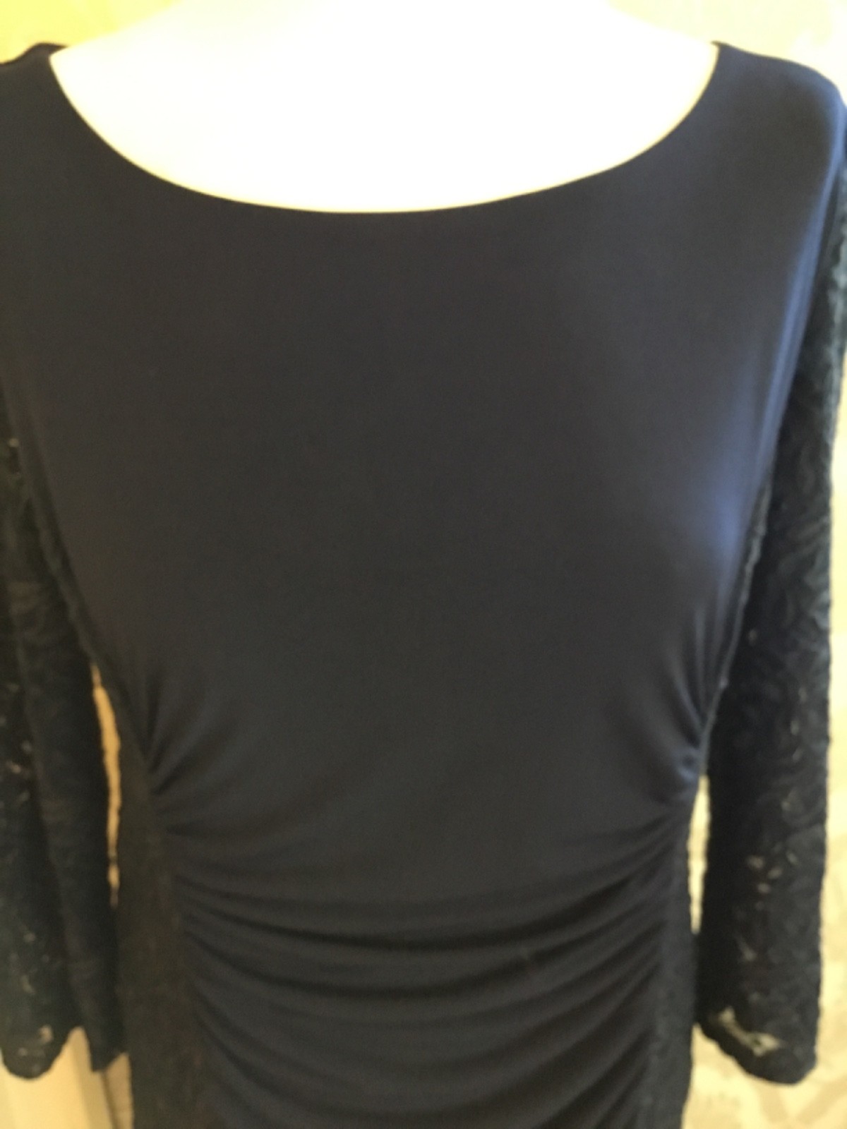 **PHASE EIGHT** LADIES NAVY LACE DRESS SIZE 12???.. LENGTH 41 INCHES 3/4 SLEEVES