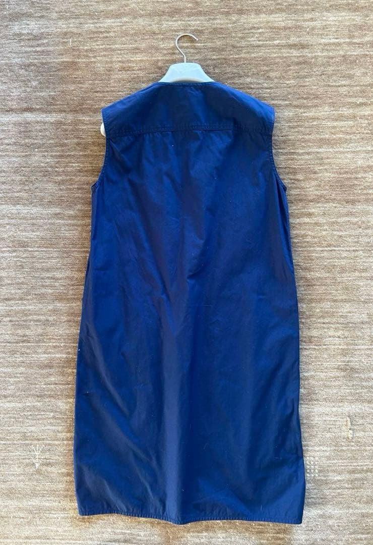 CELINE Dress Size 38 90-95cm Length Navy Thick Cotton Sleeveless