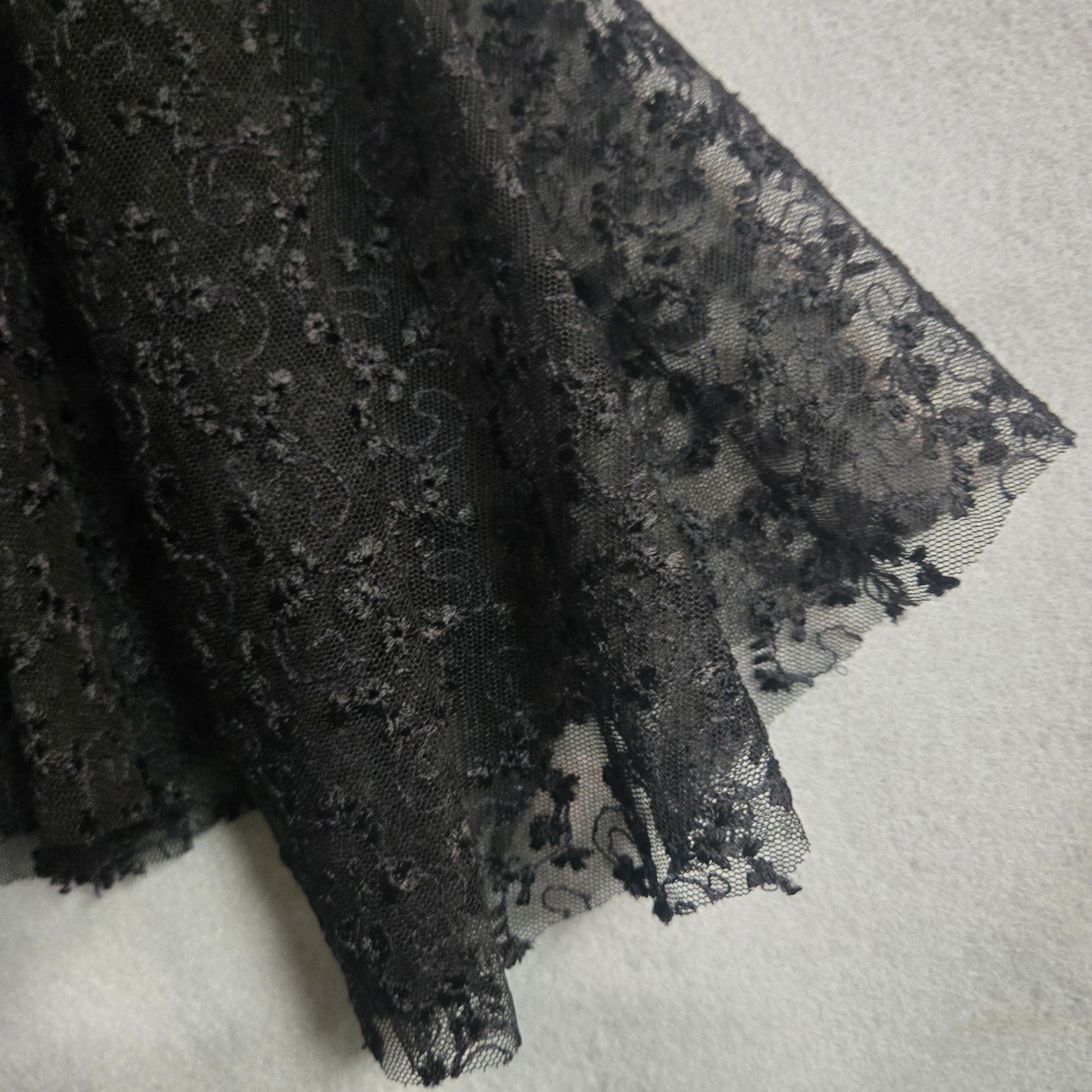 Black Floral Lace Sheer Sleeveless Drop Waist Dress with Peter Pan Collar Gothic