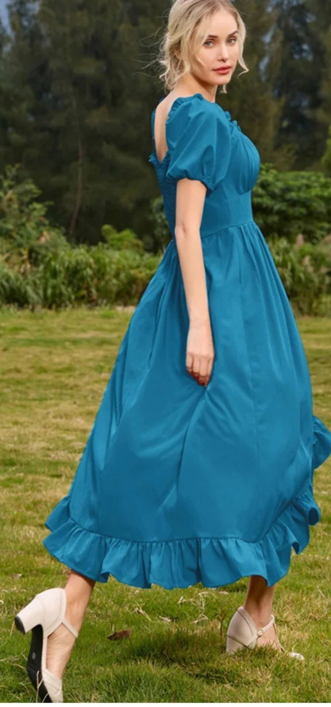 Scarlet Darkness Women’s Renaissance Fairycore Blue Milkmaid Dress Size XL