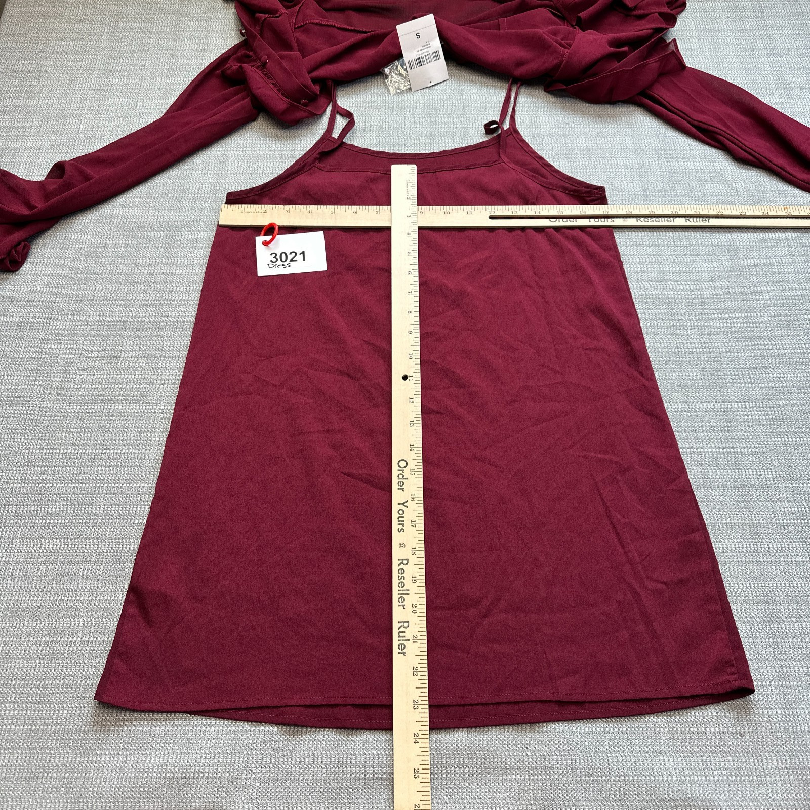 Forever 21 Burgundy Slip Dress with Sheer Jacket Small Ruffles Romantic Whimsy