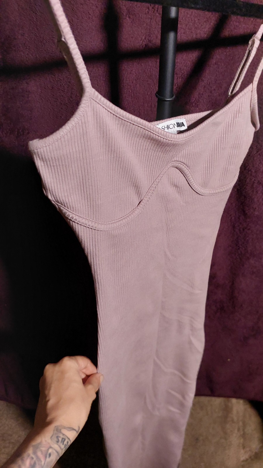 Fashion Nova Pink Ribbed Knit Bodycon Maxi Dress Scoop Neck Strappy Sleeveless