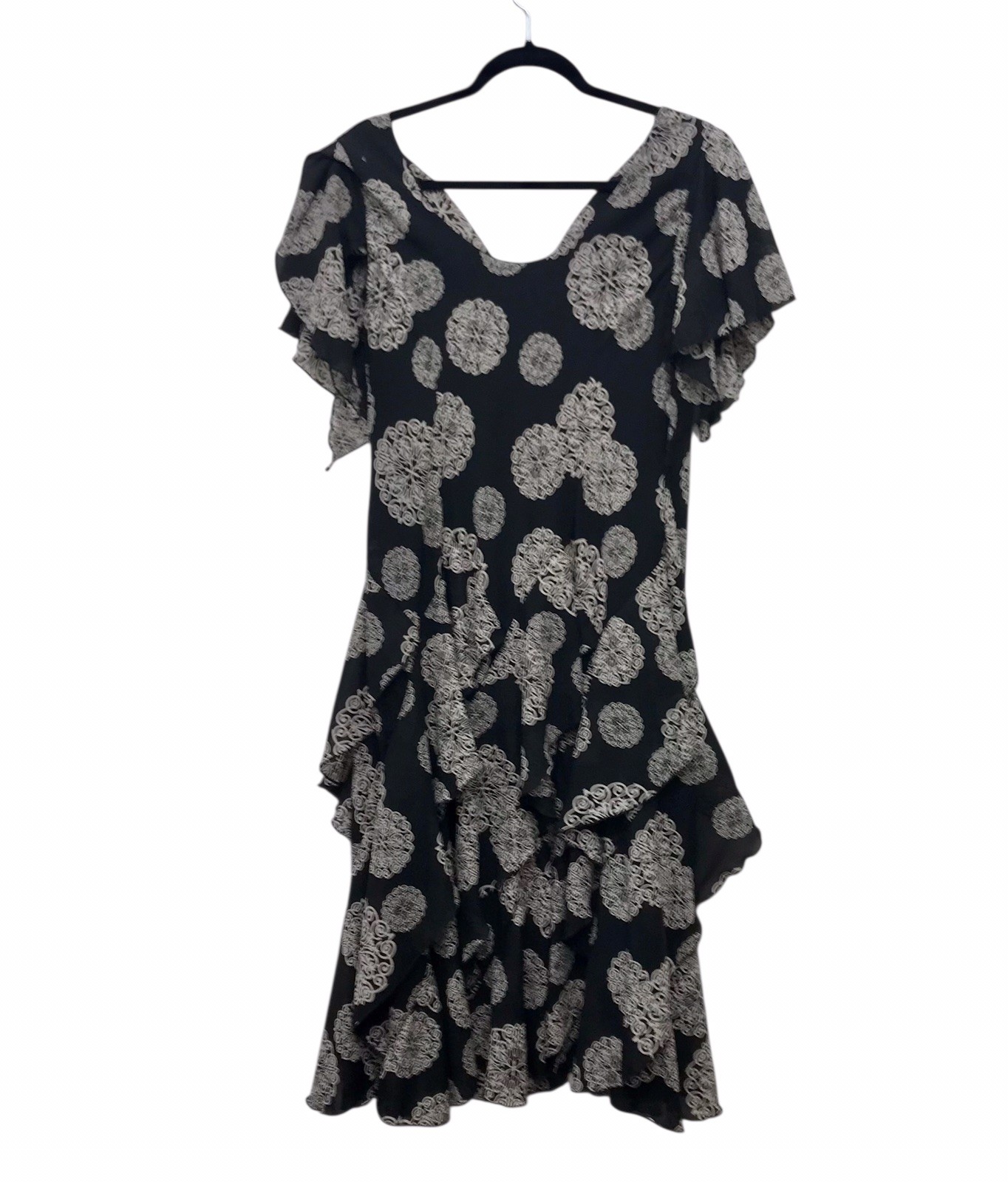 VTG 90’s Y2K Robbie Bee Ruffle Midi Dress Sequins Beaded Whimsi Fairy Sz 14