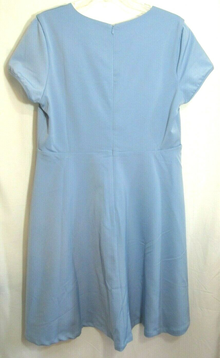 Suzanne Betro Blue Lace Inserts Lined Short Sleeve Dress XL NWT
