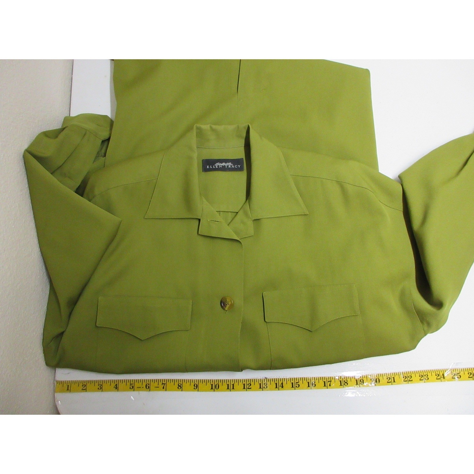 Vintage Linda Allard for Ellen Tracy Dress Womens 6 Wool Button Front Tie Waist