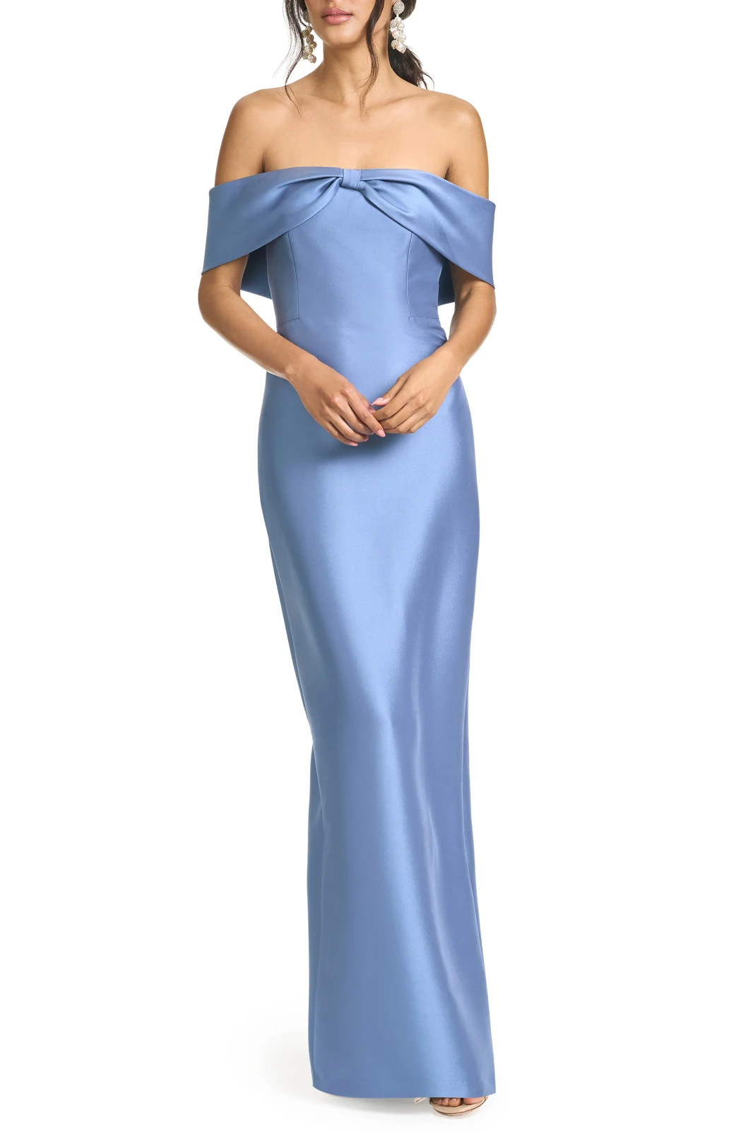 Sachin & Babi Twilight Blue Michelle Off the Shoulder Mikado Gown Size 8 $895