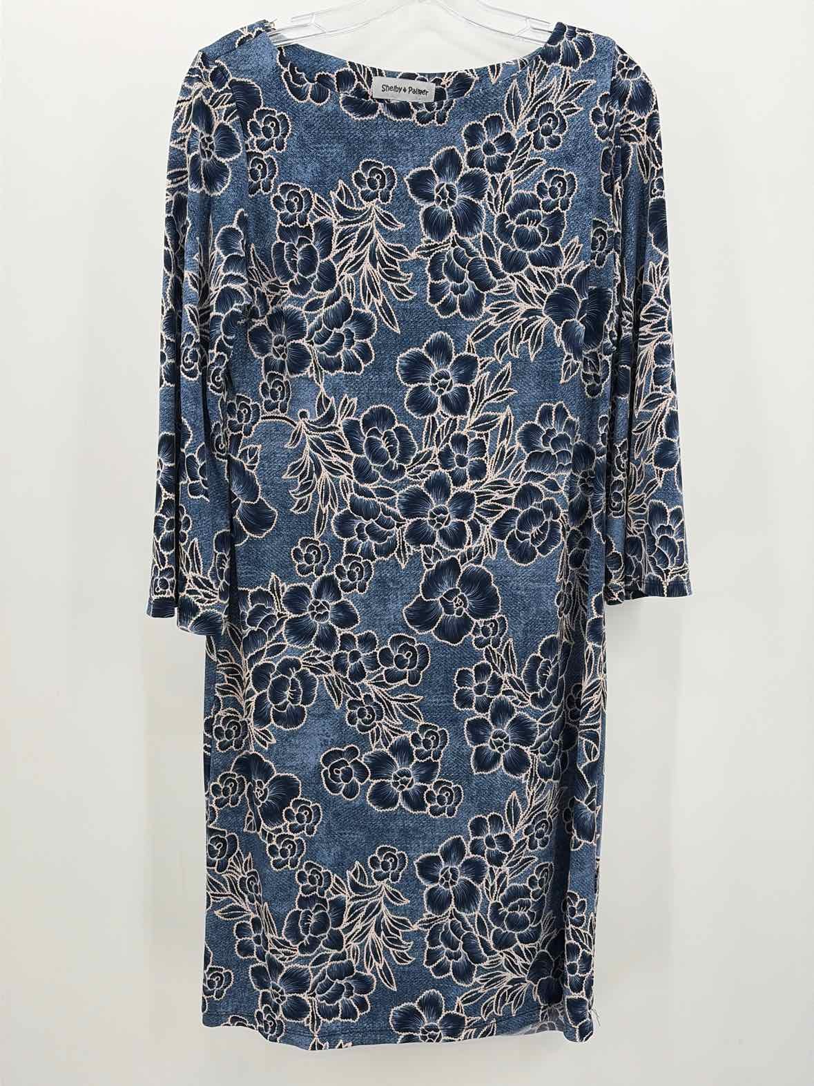 Pre-Owned Shelby & Palmer Blue Size Large Midi Long Sleeve Dress