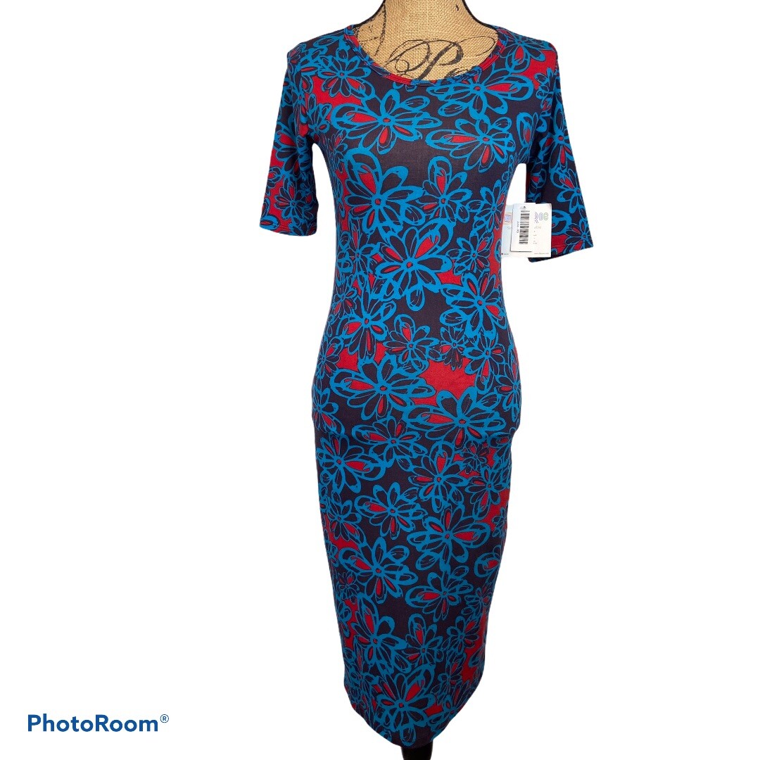 LuLaRoe Julia Dress XS NWT Floral Print Fitted Sheath Knee Length Stretch