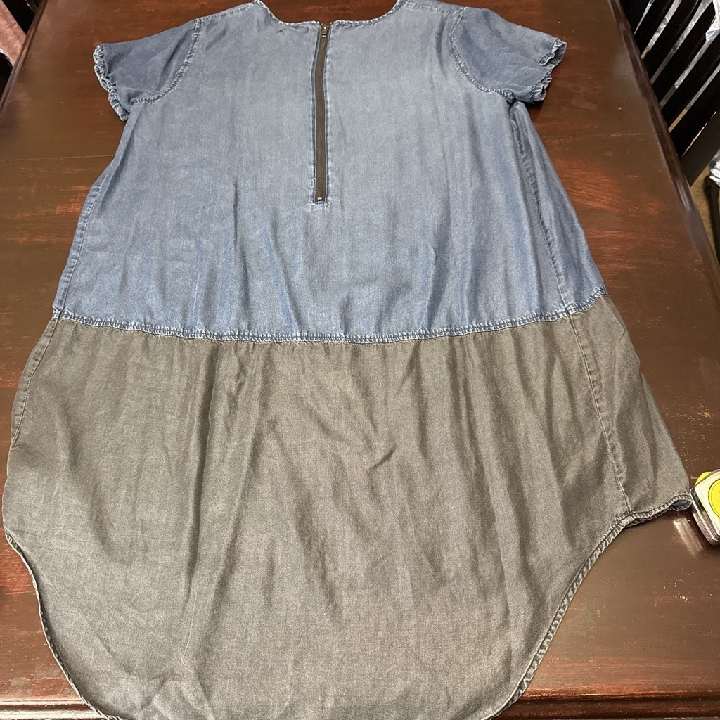 Ava & Viv Chambray Colorblock Dress Women’s 2X Blue Gray High-Low Hem
