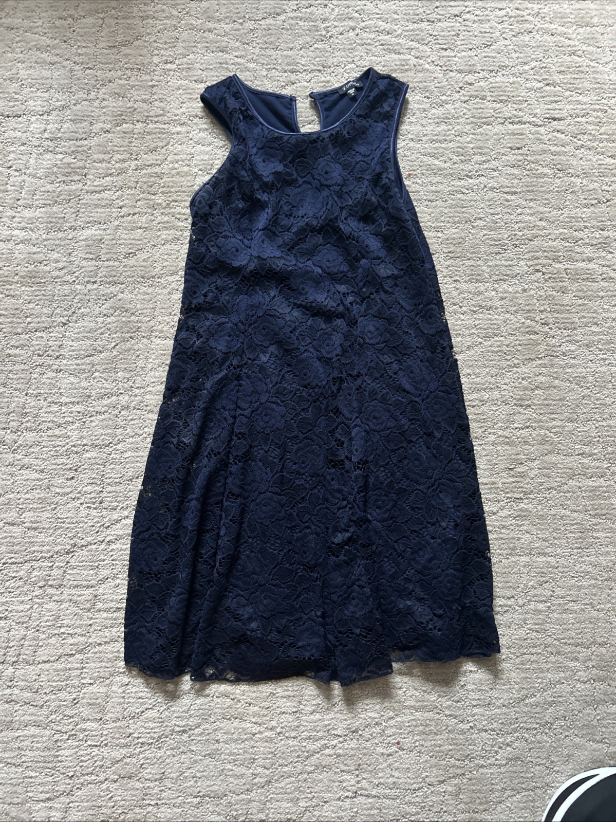 Zunie Womens Sleeveless Lace Skater Dress Navy Black Size 14