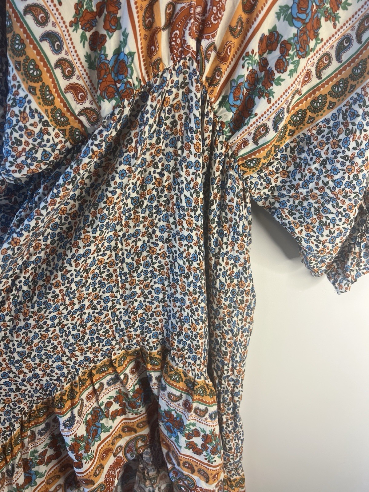 Umgee L Southwestern Bell Sleeve Peasant Cottagecore Prairie Boho Dress Summer