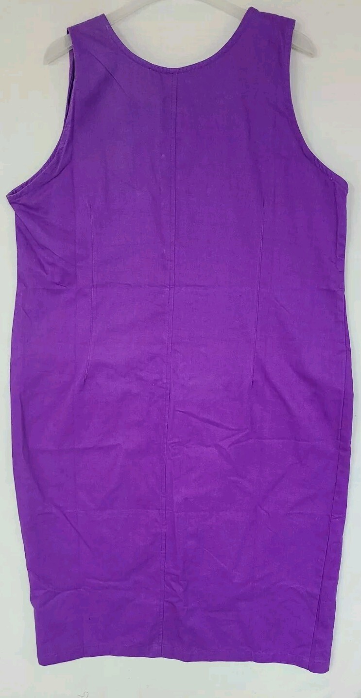 Vtg BHOPI BHOPA Purple Sleeveless Button Front Canvas Denim Jumper Dress Sz 3X