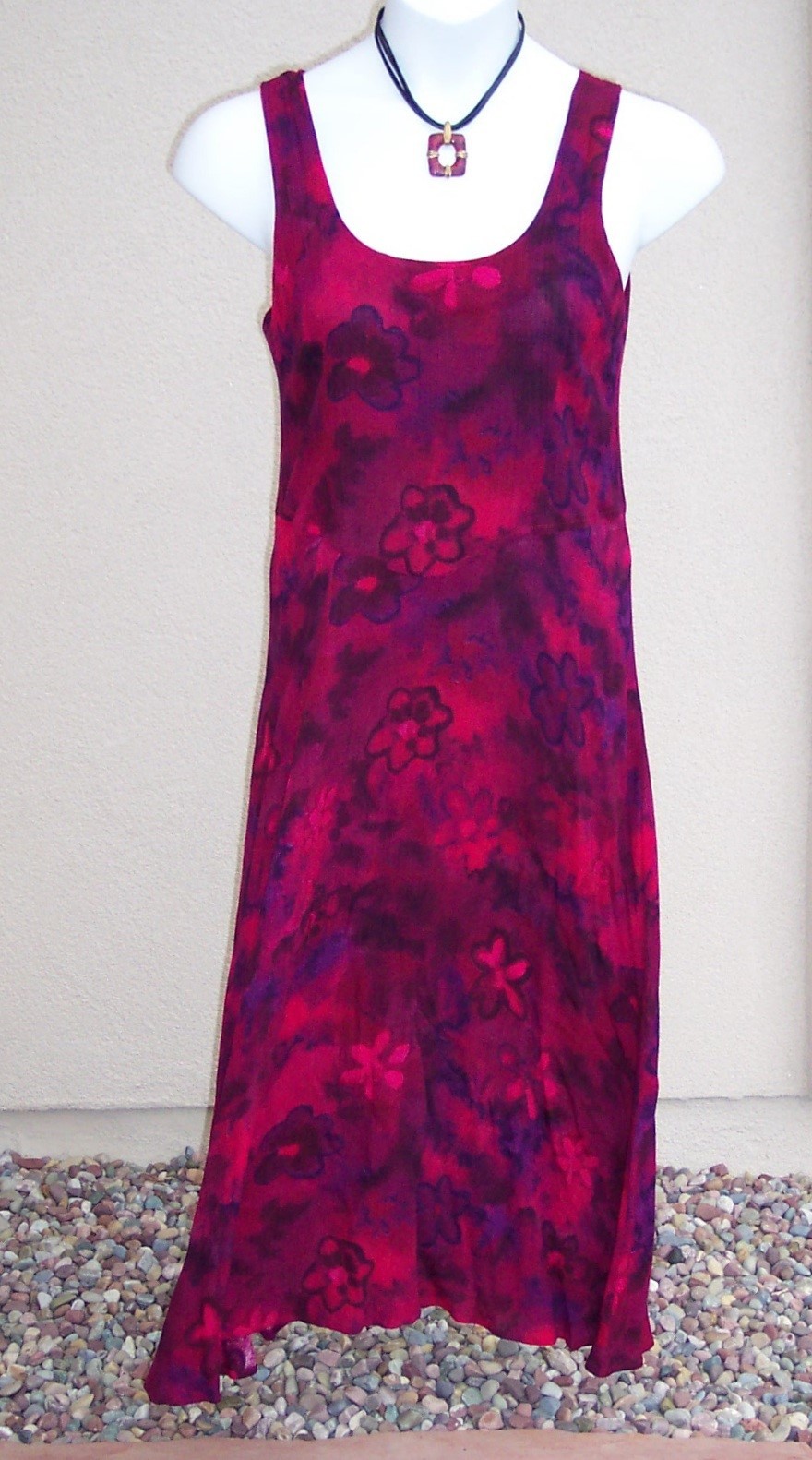 Rabbit Rabbit Rabbit Designs Dress size 12 L maxi wine hot pink crinkle rayon