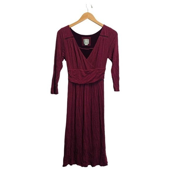 Maeve Maroon Women’s Small Casual Faux Wrap Chic Trendy dress