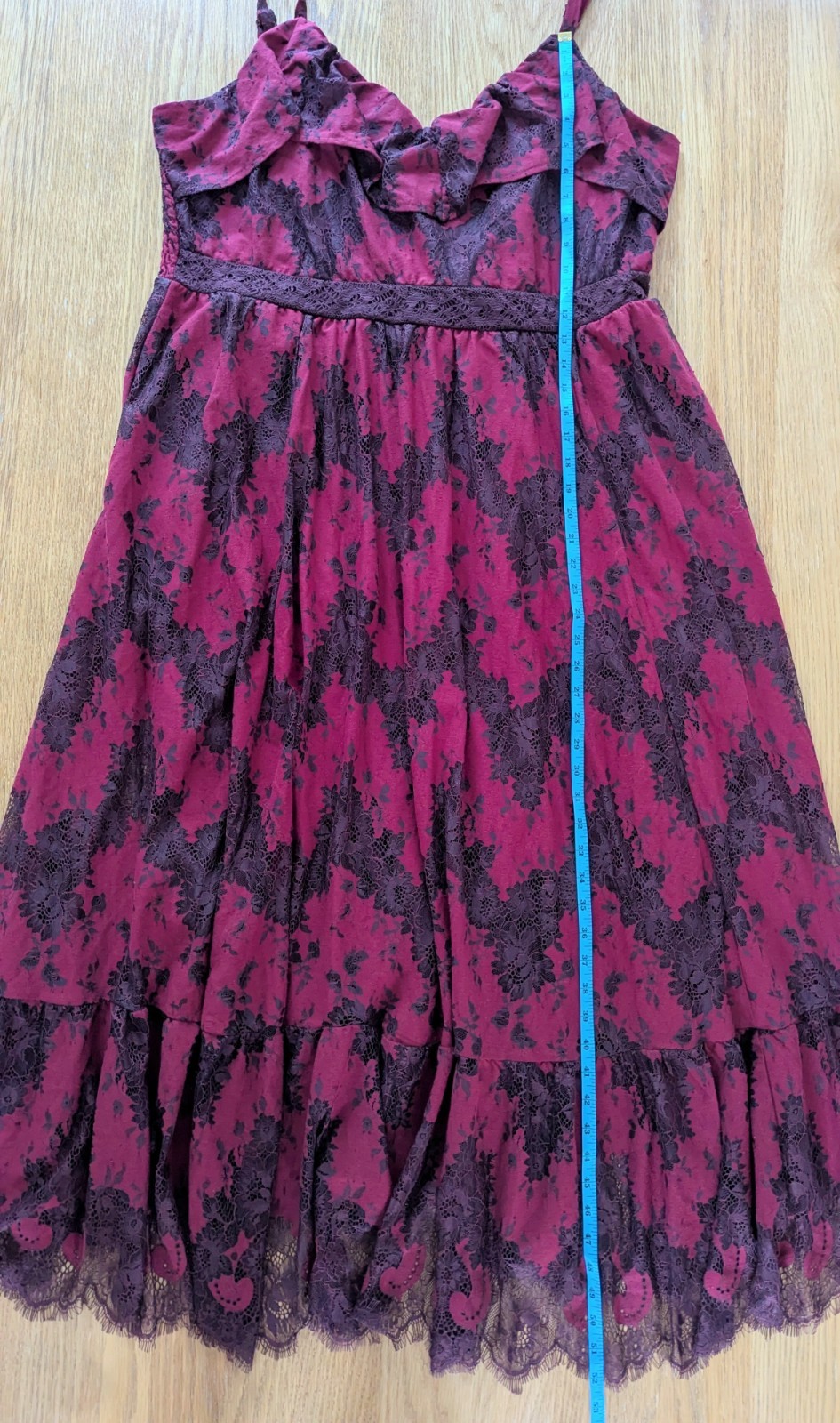 Torrid Dress Size 2 18/20 NWT Two Tone Lace Tiered Hem Dress In Rhubarb Pockets
