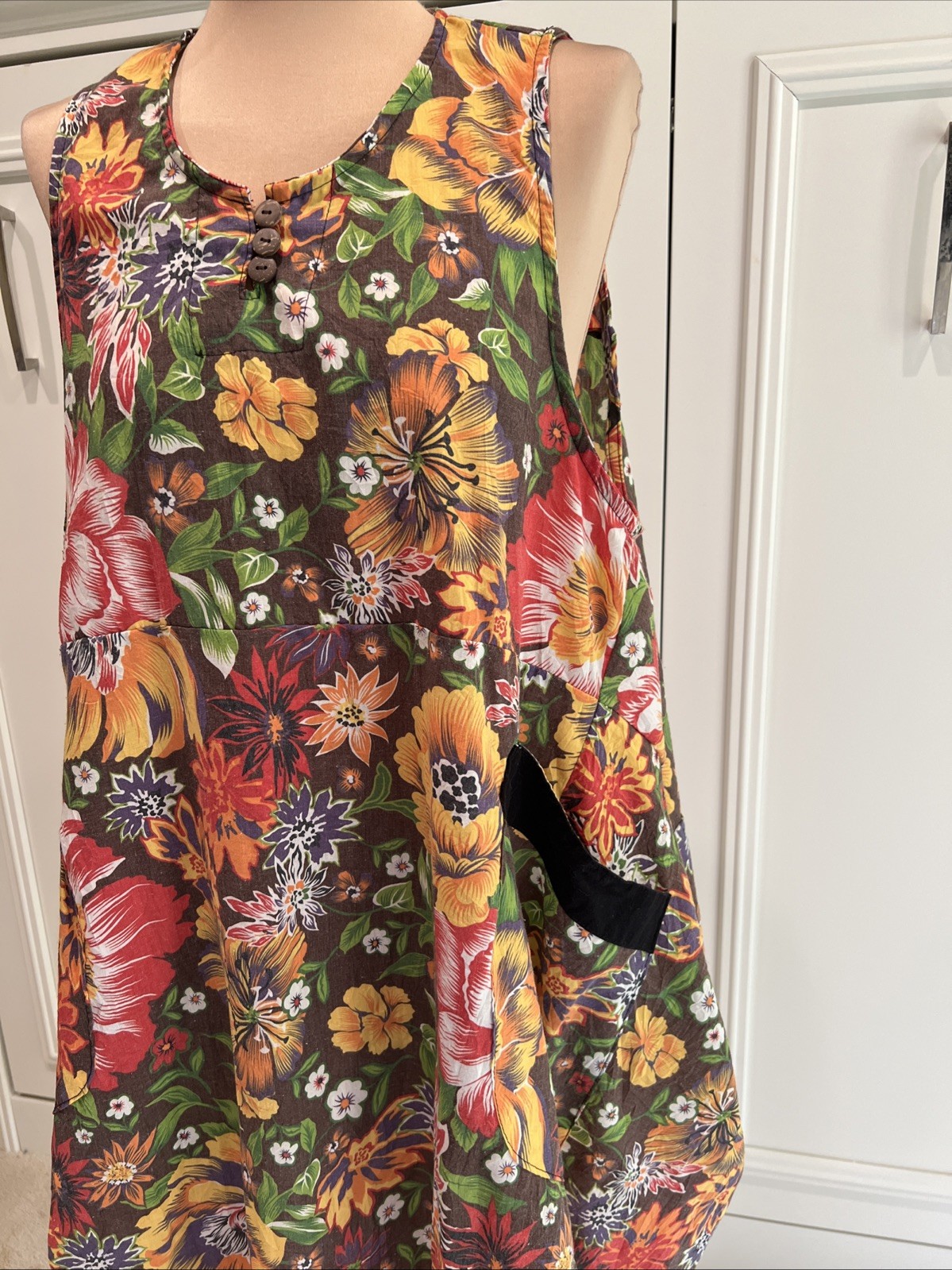Ruby Street Australia Brown Multi Color Floral Sleeveless Dress Free Size Boho