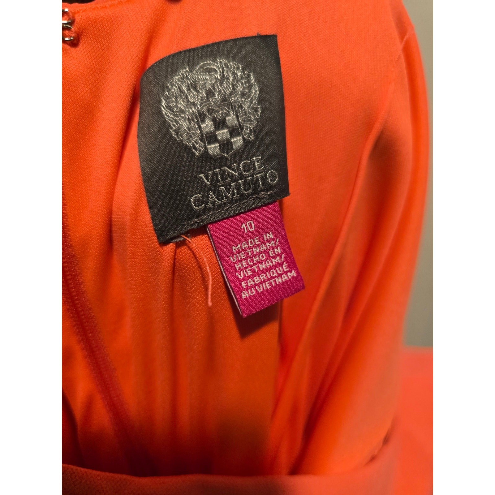 NWT Vince Camuto Coral Square Neck Side Ruched Bodycon Midi Dress Size 10