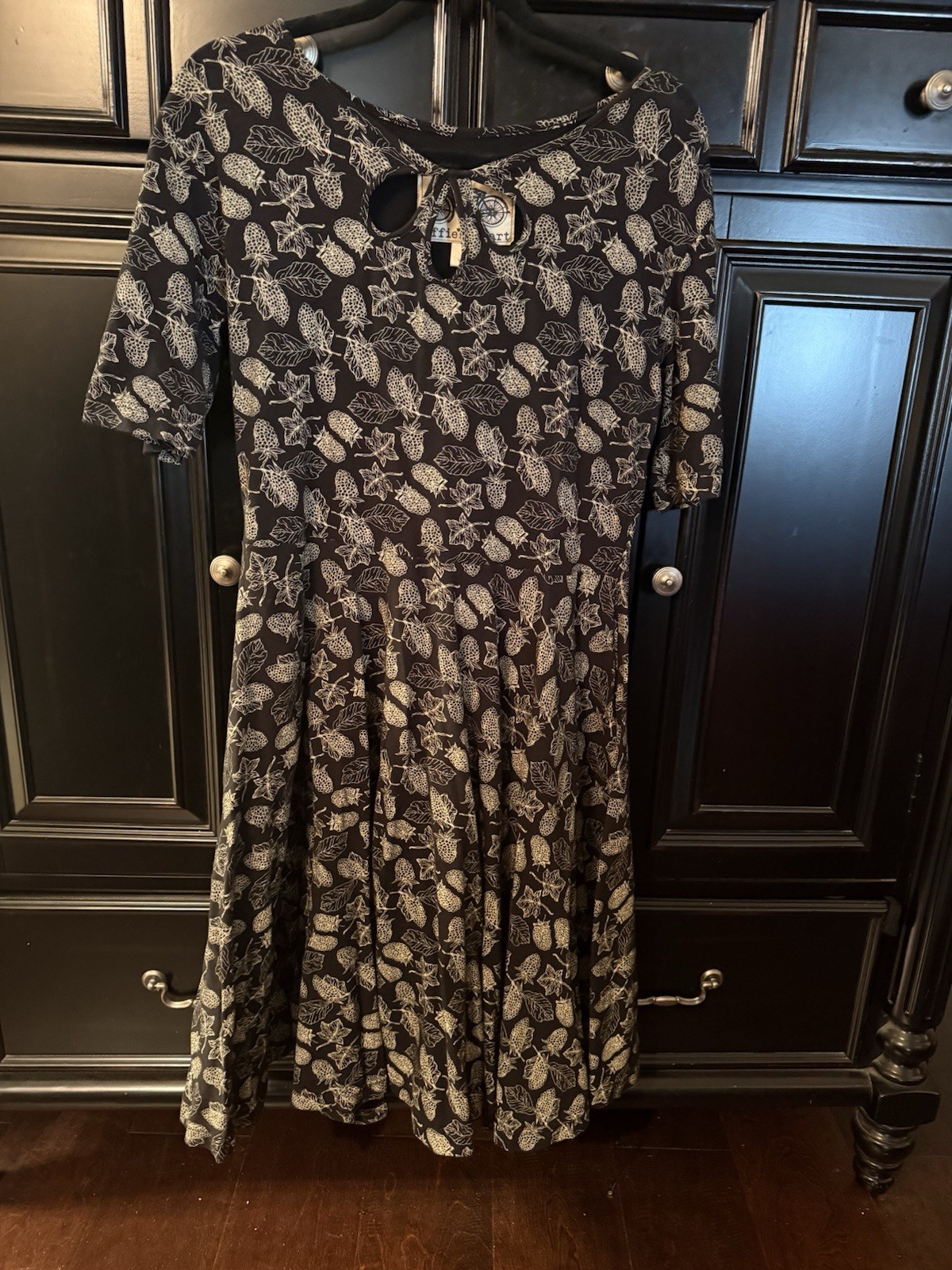 Effie’s Heart Midi Dress XL Black Berries Short Sleeve Stretch Boho Fairy Whimsy