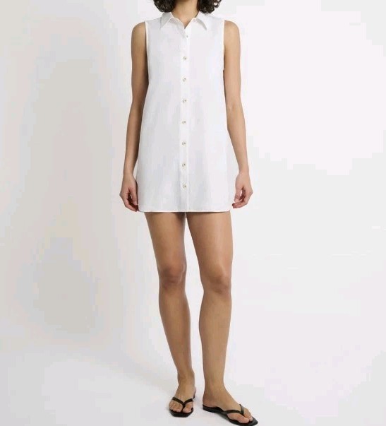 Onia Air Linen Sleeveless Shirtdress White Size M NWT