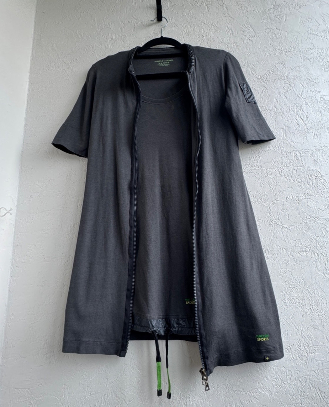Marc Cain Sports Kleid Set 2-in-1 Grey Zip Tunic Dress Sporty Chic XS N1 Gr 34