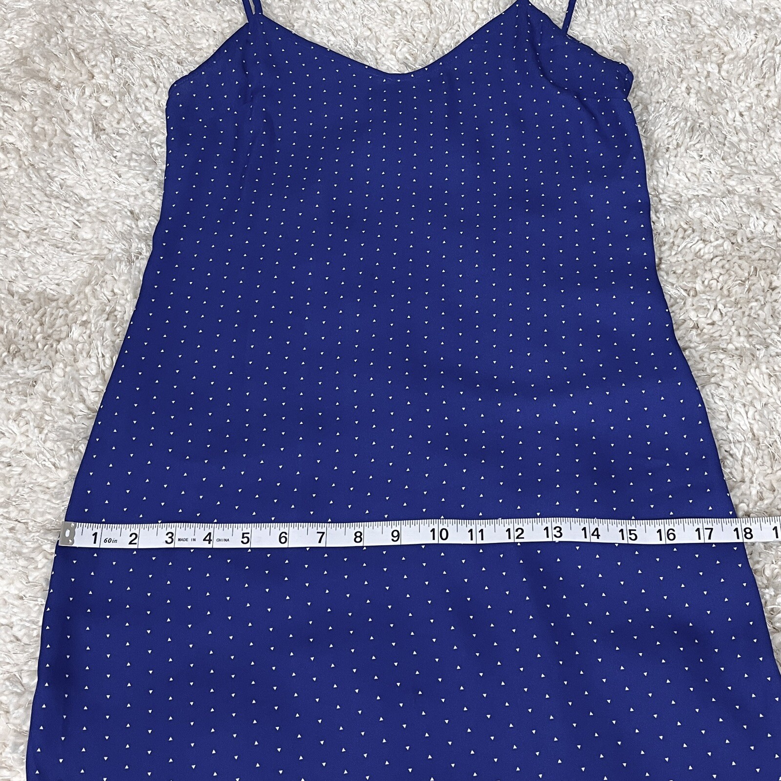 Lulus Paiton Royal Blue Midi Slip Dress Geo Polka Dot Semi Sheer Lightweight S