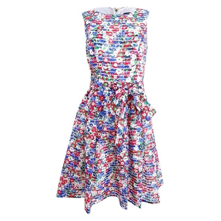 Tommy Hilfiger Fit and Flare Dress 2 Floral Red White Blue Green Wedding Mesh