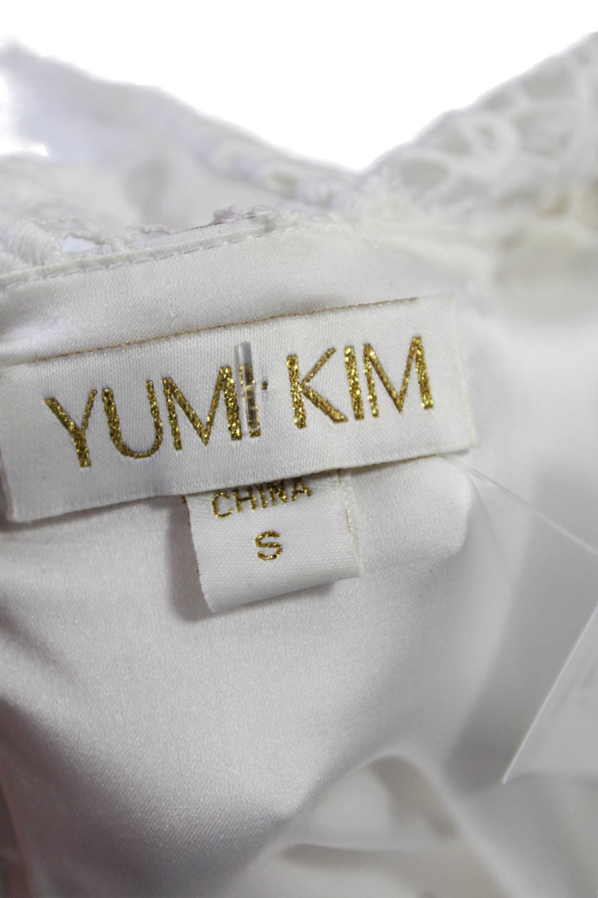 Yumi Kim Womens Textured Lined Sleeveless Layered Floral Short Dress White Size