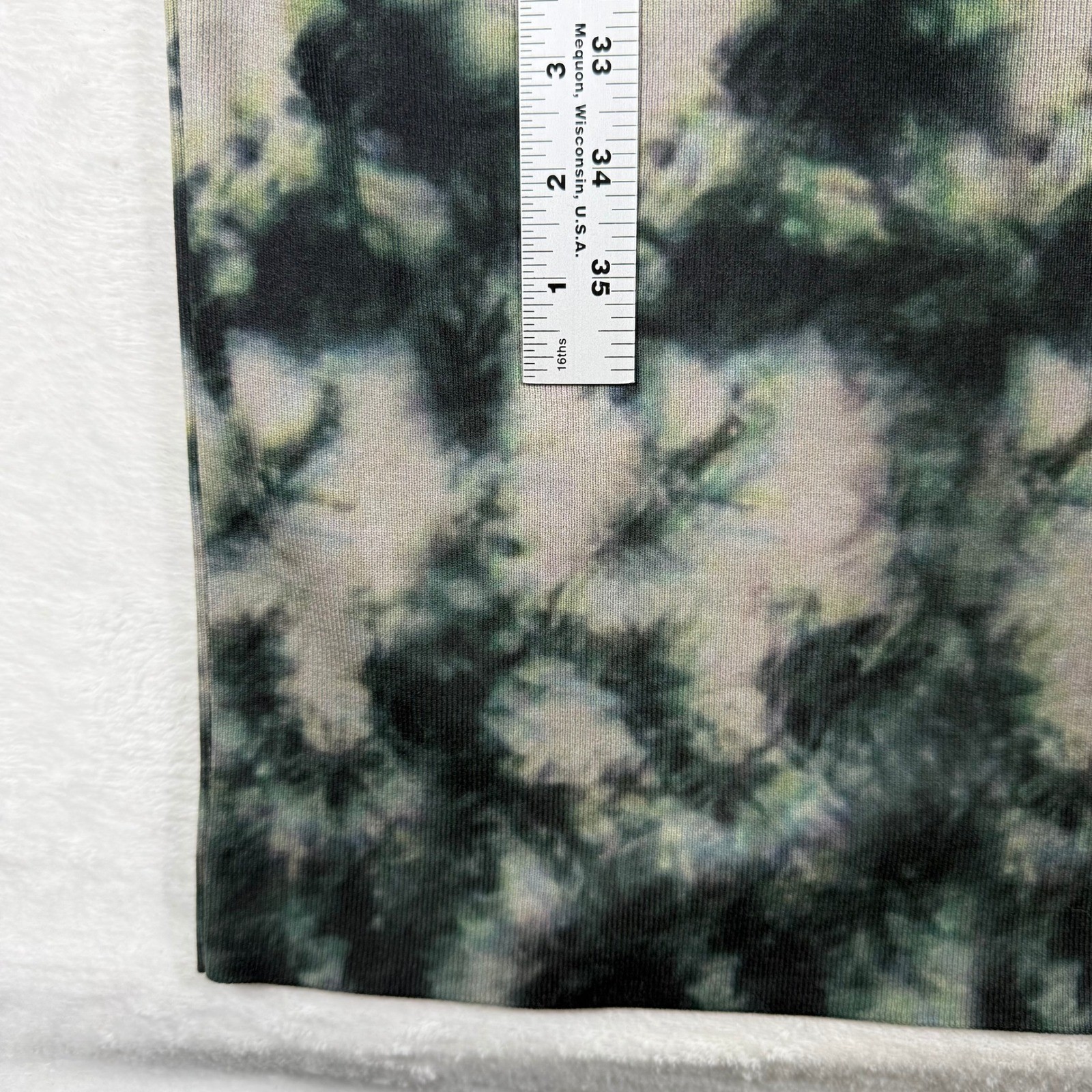 Zara Womens Large Green Tie Dye Ribbed Knit Bodycon Midi Slip Dress Sleeveless