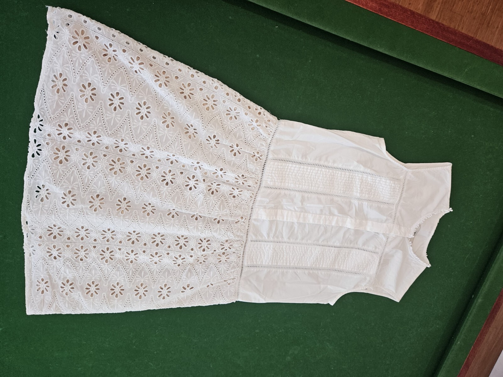 0039 Italy White Cotton Dress Lace Sleeveless Victorian infused Size M