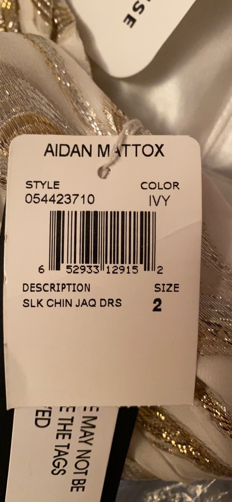 Aidan Mattox Ivory Gold Silk Metallic Halter Dress Size 2 – New w/ Tag