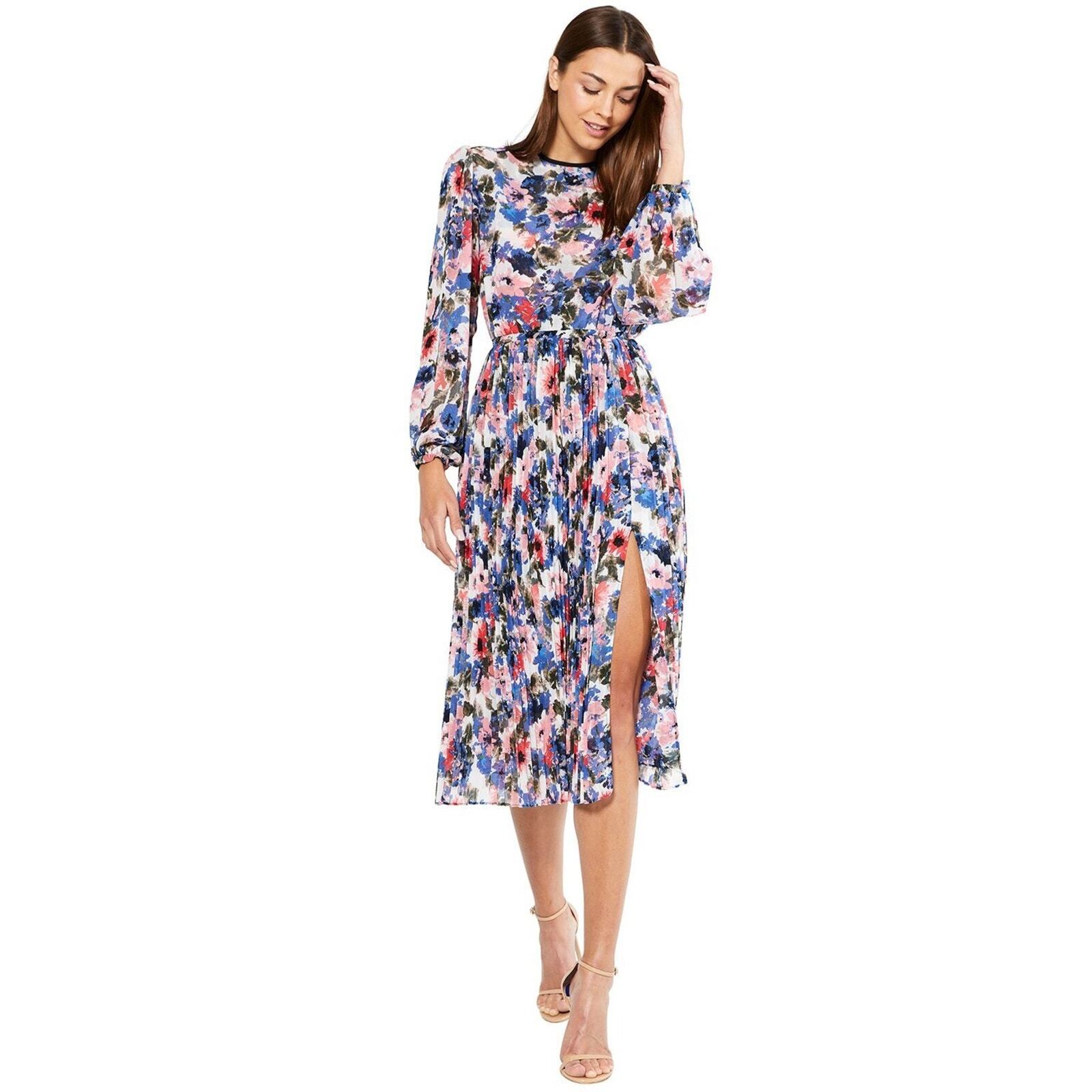 NWT Misa Los Angeles Juliana Dress Size XS Floral Pleated Chiffon Colorful Sheer