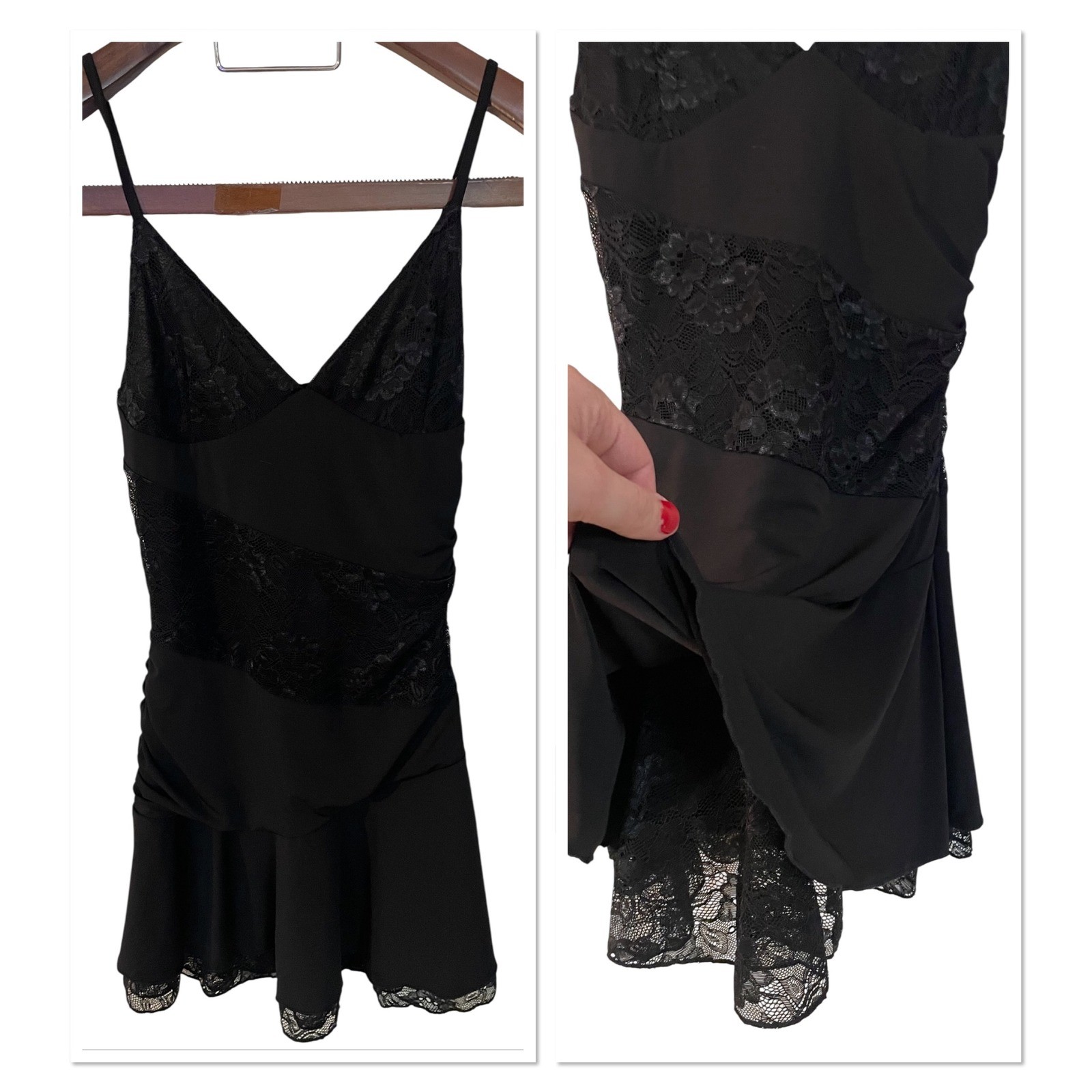 NWT Forever 21 Black Lace Inset Ruffle Hem Mini Slip Dress Whimsigoth Baddie S
